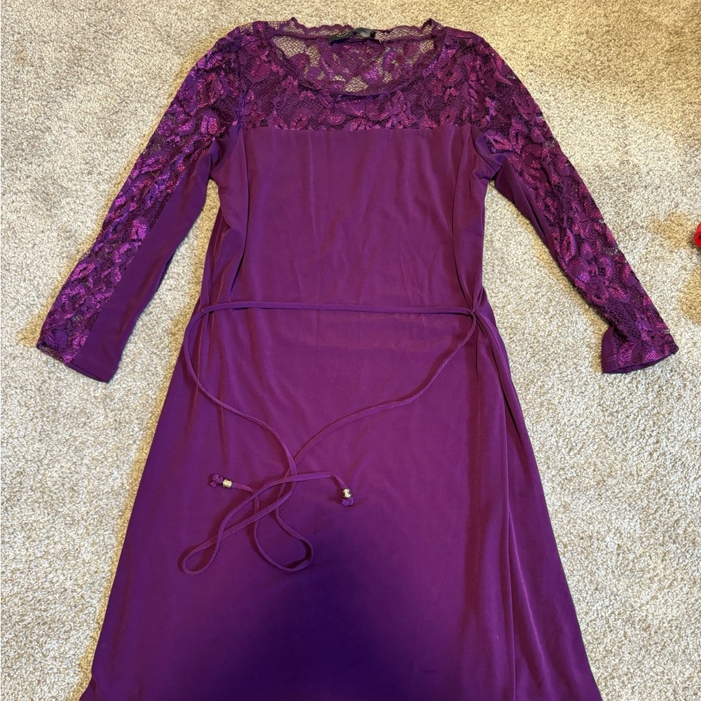 Purple lace detail Ivanka Trump dress